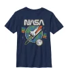 NASA Blast Off Retro Rainbow Stripes Crew Graphic T-Shirt