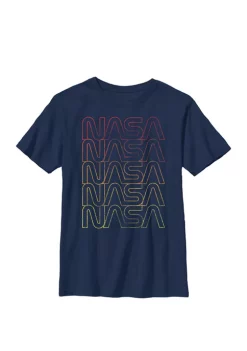 NASA Logo Gradient Fade Red Yellow Crew Graphic T-Shirt