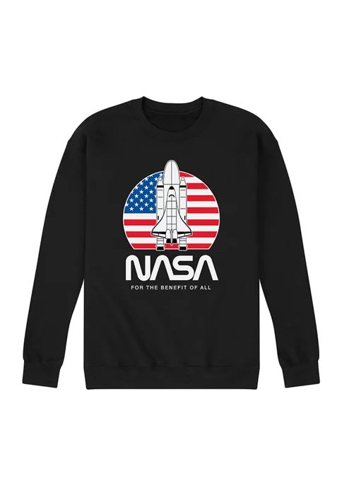 NASA US Flag Benefit Of All Graphic Fleece Pullover 5 NASA US Flag Benefit Of All Graphic Fleece Pullover - Image 3