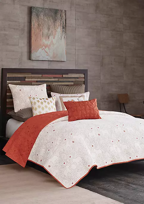 INK + IVY® Kandula 3-Piece Coral Coverlet Mini Set 3 INK + IVY® Kandula 3-Piece Coral Coverlet Mini Set
