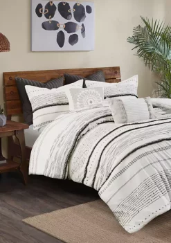 INK + IVY® Nea 3 Piece Printed Duvet Cover Set with Trims -INK + IVY Shop Belk 334