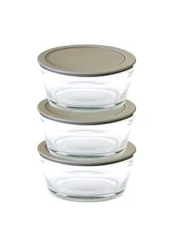 3-Piece Farberware Glass Food Storage, Grey