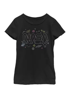 NASA Girls 7-16 Line Sketch Short Sleeve Graphic T-Shirt