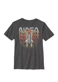 NASA Vintage Color Fade Rocket Take Off Crew Graphic T-Shirt